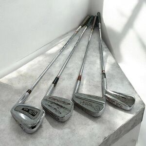 Vintage Golf Irons Lot Spalding Elite Plus Synchro Dyned 3 7 8 9 Steel Shaft
